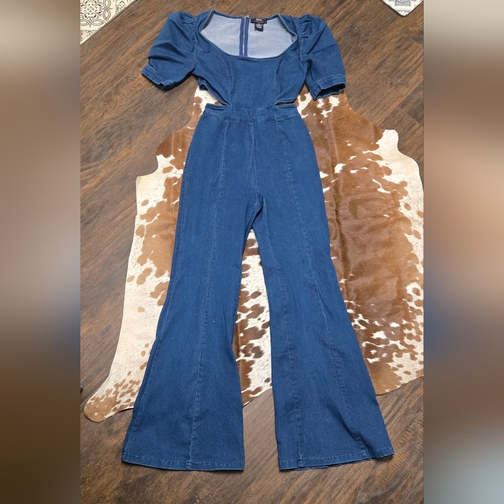 Flying Tomato Denim Blue Jumpsuit